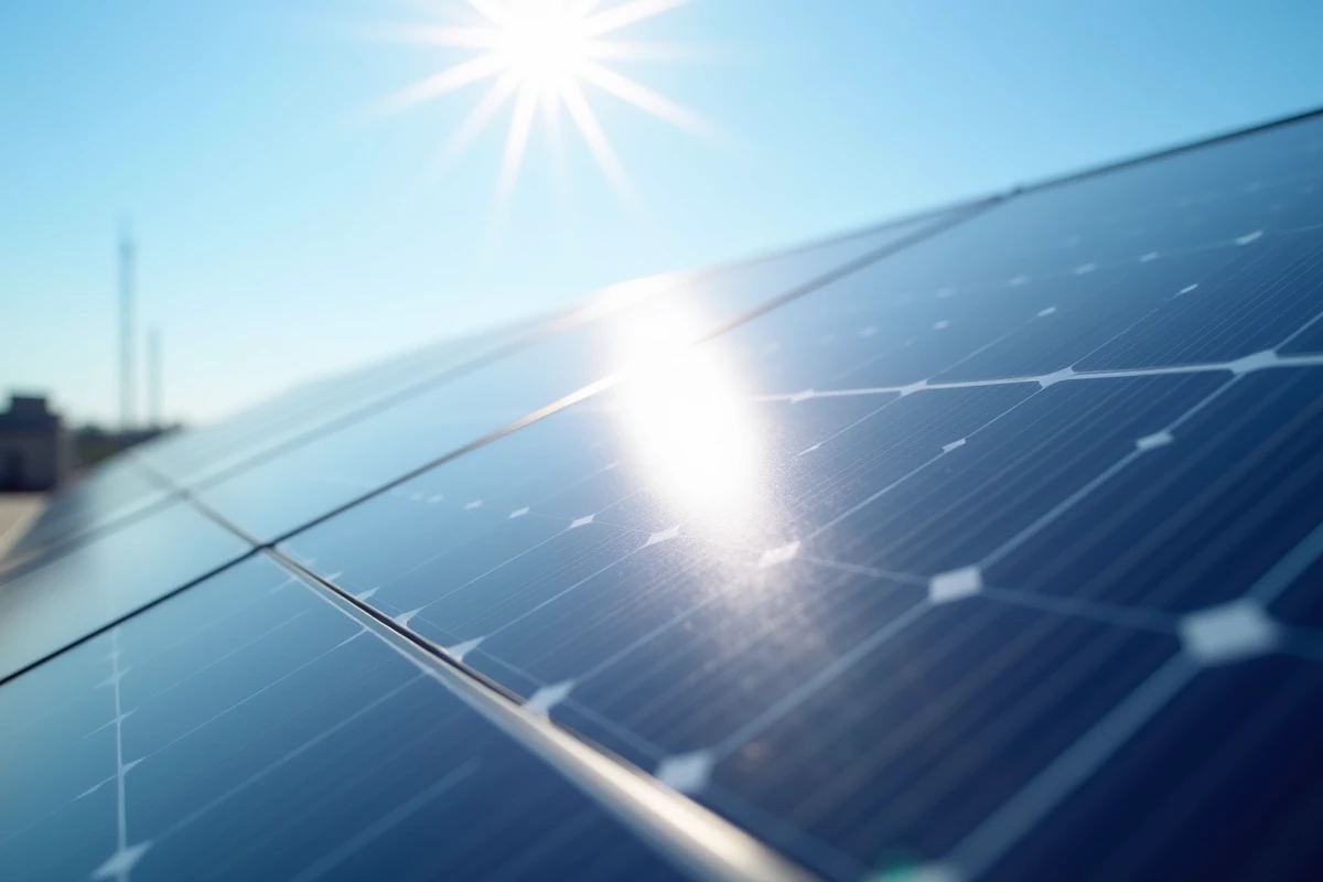Gros plan de panneaux solaires photovoltaïques captant l'énergie du soleil