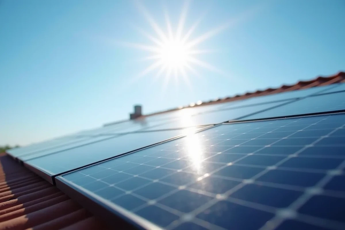 Gros plan détaillé d'un panneau solaire photovoltaïque installé sur une maison