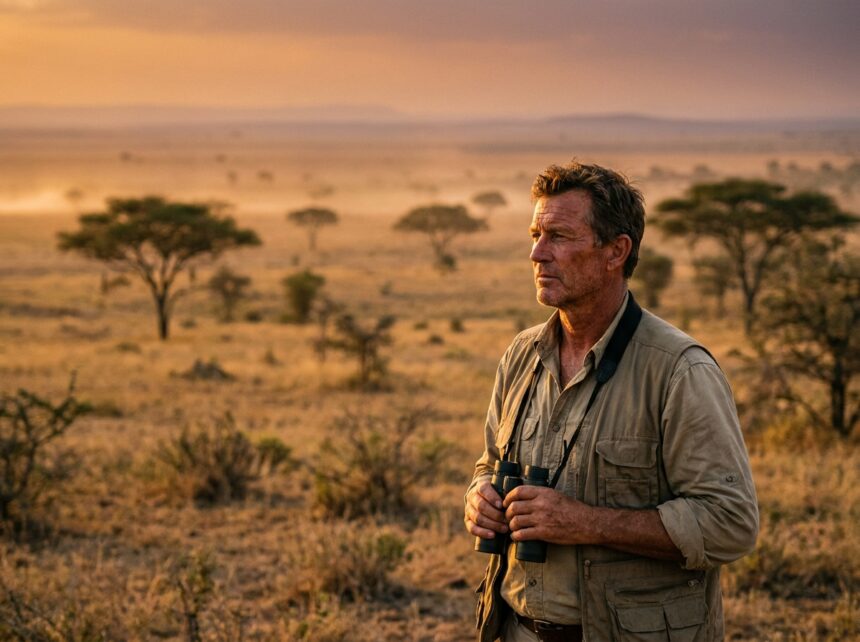 homme contemplant les grandes étendues sauvages de la savane sud-africaine au coucher du soleil